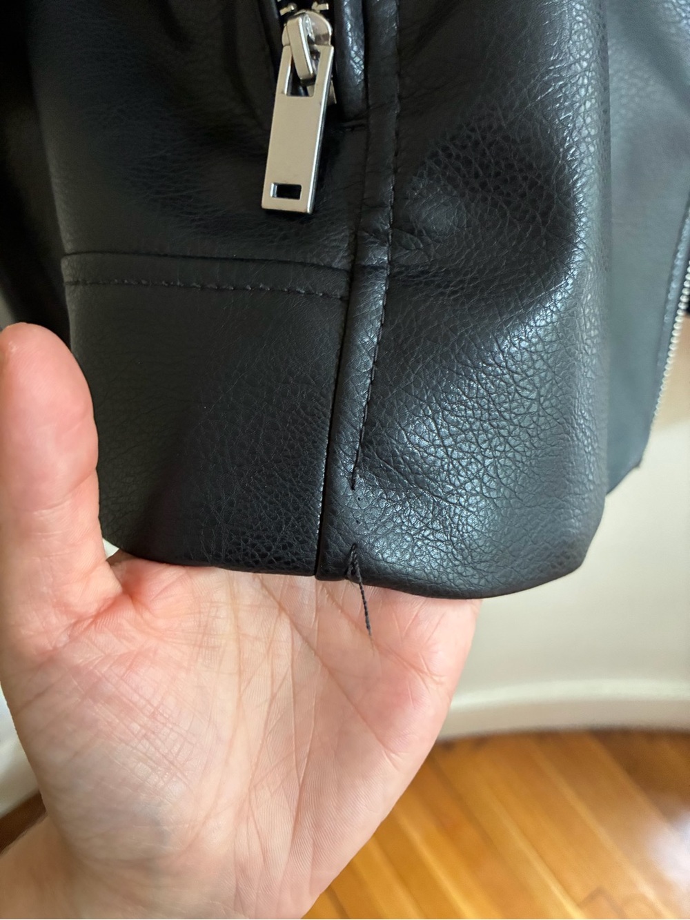 H&M Black Faux Leather Moto Jacket with Silver Hardware - Picture 3 of 6